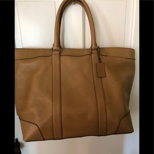 Coach Beeker Weekender Tote, Tan leather
